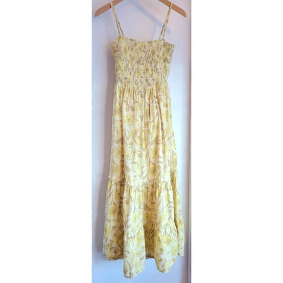 Urban Outfitters Dresses & Skirts - Urban Outfitters Womens midi Dress S Floral Yellow Sundress Tiered Ruched